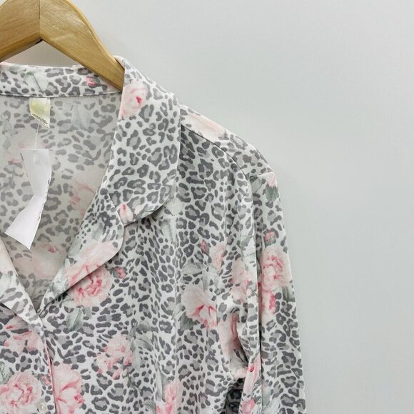 Flora by Flora Nikrooz Womens Medium Tammy Floral Notch Collar Pajama Top 609 - Picture 2 of 6